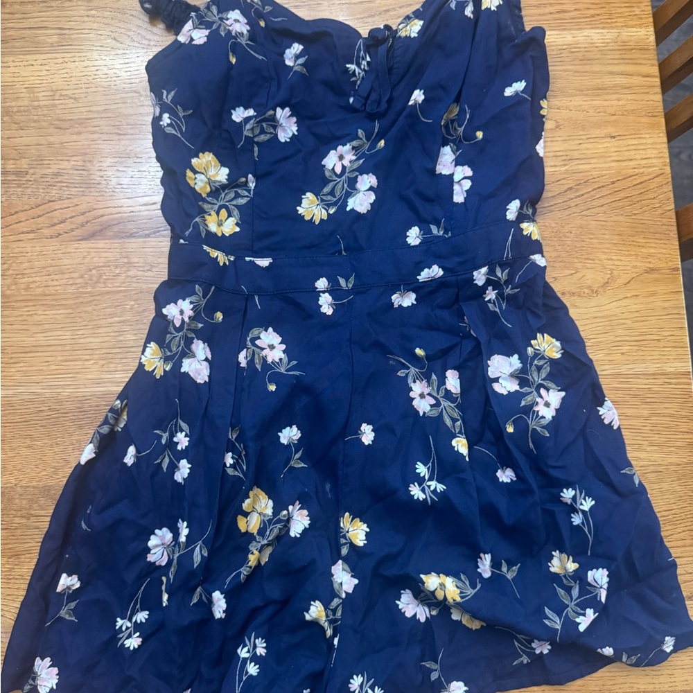 Hollister Navy Romper with Floral Accents